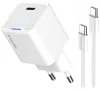 COLORWAY 1x USB-C mains charger GaN PD PPS 30W Including 100cm cable White
