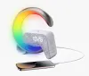 IMMAX LED relaxation lamp FLAMINGO Qi charging alarm clock RGB 300lm USB output BT 5.1 silver thumbnail (4 of 5)