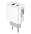 COLORWAY 1x USB og 1x USB-C netoplader 20W 100V-240V Hvid thumbnail (2 of 4)