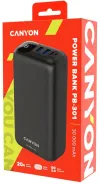 CANYON powerbank PB-301 30000mAh Li-poly QC 3.0&PD 20W skærm In USB-C + micro USB Out 1x USB-C + 2x USB-A sort thumbnail (3 of 5)