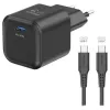 Swissten netværksadapter gan 1x usb-c 35w strømforsyning sort + datakabel usb-c usb-c 1,2 m sort