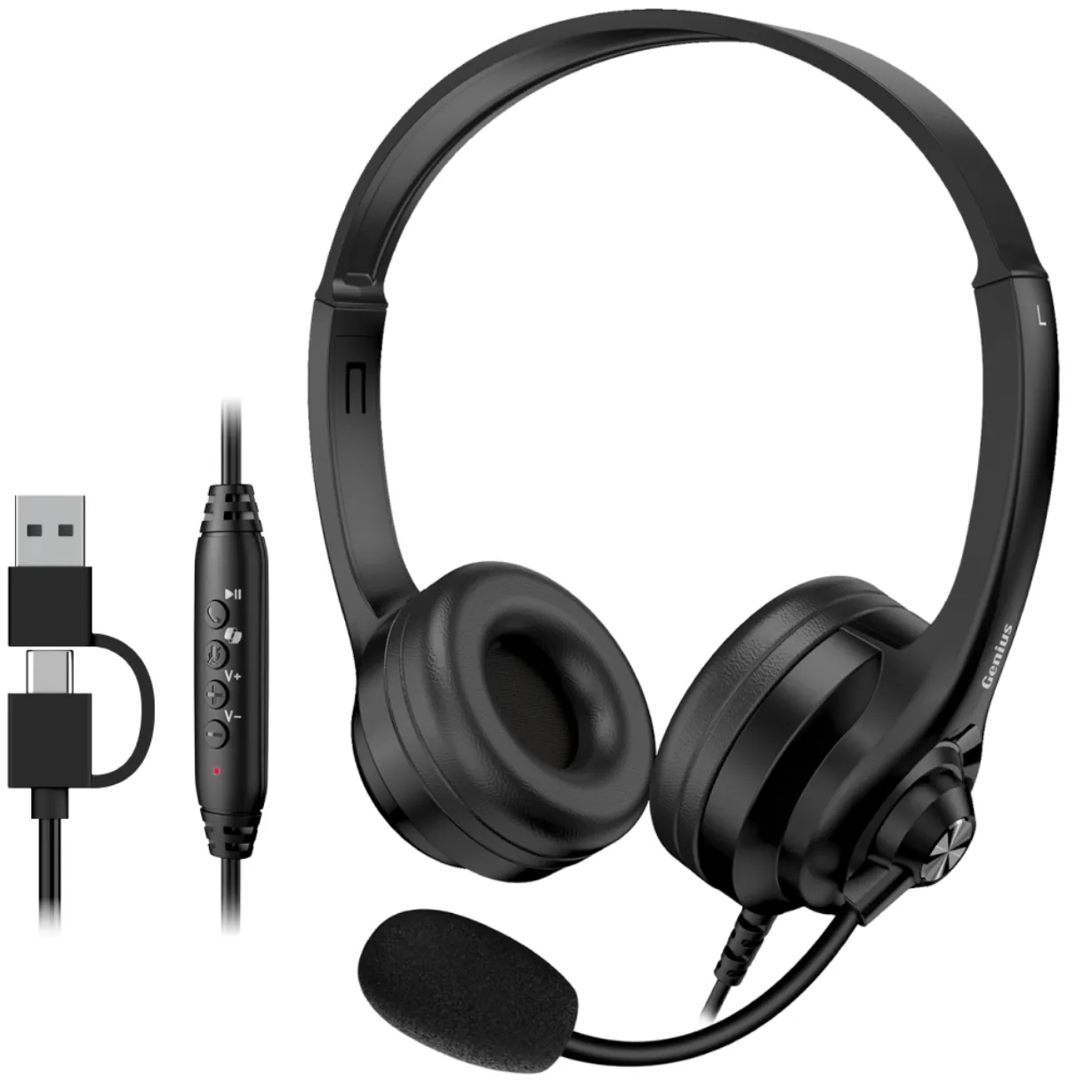 Ropere - GENIUS headset HS-235U/ USB-C/ USB/ Copilot/ cable length 24 m ...