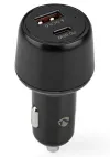NEDIS billaddare 65 W 12 - 24 V DC 3,25 A USB-A USB-C automatiskt spänningsval svart