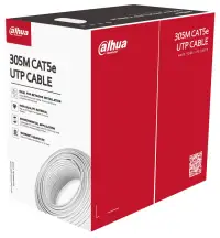 Cabo Dahua UTP Cat5e, 4 pares, encapsulamento em PVC branco, 305 m de comprimento, condutores de 0,45 mm. Cabo Dahua UTP Cat5e, 4 pares, encapsulamento em PVC branco, 305 m de comprimento, condutores de 0,45 mm. (1 of 1)