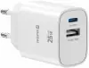 Swissten Edge GaN hálózati adapter 1x USB-C PD 25W + 1x USB-A 18W QC fehér