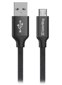 Кабель для передачи данных Colorway USB Micro USB 2 м 2,4 А черный Кабель для передачи данных Colorway USB Micro USB 2 м 2,4 А черный (1 of 3)