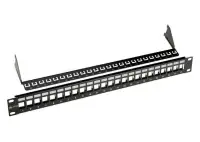 Panel universal Solarix de 19" sin ensamblar, 24 puertos, 1U para conectores Keystone CAT5E y CAT6 SX24M-0-STP-BK-UNI Panel universal Solarix de 19" sin ensamblar, 24 puertos, 1U para conectores Keystone CAT5E y CAT6 SX24M-0-STP-BK-UNI (1 of 1)