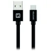Swissten datu kabelis Tekstila USB USB-C 2,0 M melns