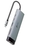 Concentrador USB-C TP-Link UH9120C a 1x USB-C 1x HDMI 4K a 60Hz 1x USB-C 100W PD 3x USB-A 1x GLAN 1x SD