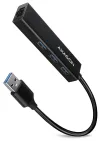 AXAGON hub USB-A HMA-GL3A USB 3.2 Gen1 3x USB-A GLAN kovové tělo 0,2m