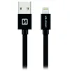 Swissten adatkábel Textil USB Lightning Mfi 1.2 M Fekete