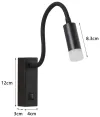 Lámpara de pared LED de diseño IMMAX GOAL con interruptor, 3 W, color negro thumbnail (2 of 8)