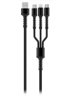 Зарядный кабель Colorway 3 в 1 Lightning+MicroUSB+USB-C 4A Нейлон 1,2 м Серый