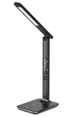 IMMAX LED stolní lampička Kingfisher Qi nabíjení 85W 400lm 12V 2,5A 3 barvy světla sklápěcí rameno černá