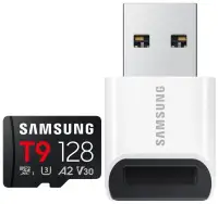 Tarjeta microSDXC SAMSUNG T9 de 128 GB + Adaptador USB CL10 UHS-I U3 A2 V30 Tarjeta microSDXC SAMSUNG T9 de 128 GB + Adaptador USB CL10 UHS-I U3 A2 V30 (1 of 4)
