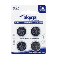 Літієва батарейка Akyga CR2032 Li-MnO2 3V 210mAh, блістер, 4 шт. Літієва батарейка Akyga CR2032 Li-MnO2 3V 210mAh, блістер, 4 шт. (1 of 3)