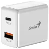 GENIUS hurtigopladningssæt PD-20ACP 20W hurtigopladning USB-C PD3.0 USB-A QC3.0 1m kabel USB-C USB-C hvid