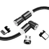 Colorway polnilni kabel 3v1 Lightning+MicroUSB+USB-C Magnetic 2.4A Najlon Magnetic Rotation 540° 1m thumbnail (5 of 6)