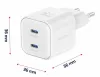 Swissten GAN 2x USB-C 20 W strāvas padeves balts tīkla adapteris thumbnail (2 of 3)