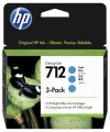 HP 712 Ink. náplň azurová trojbalení 3ED77A