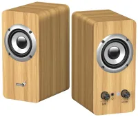 GENIUS Lautsprecher SP-HF400 Kiefernholz 2.0 10W Holzfarbe hell (1 of 6)