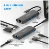 Swissten usb-c hub 8-in-1 (usb-c 100w hdmi 4k lan rj45 2x usb-a 1x usb-c 5gbps sd micro sd) aluminium thumbnail (2 of 8)