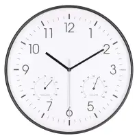 Orologio da parete NEDIS, diametro 300 mm, movimento silenzioso, termometro, igrometro, plastica, bianco-nero Orologio da parete NEDIS, diametro 300 mm, movimento silenzioso, termometro, igrometro, plastica, bianco-nero (1 of 2)