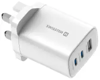 Блок живлення Swissten Edge GaN 2x USB-C PD 65W + 1x USB-A 18W QC для розетки UK White Блок живлення Swissten Edge GaN 2x USB-C PD 65W + 1x USB-A 18W QC для розетки UK White (1 of 8)