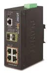 Pláinéad IGS-5225-4P2S PoE 4x 1000Base-T 2x SFP(DDM) L2 L3 SNMPv3-40 suas go 75°C 2x DC IP30 802.3 ag 144W