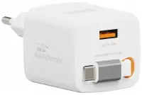 Адаптер живлення Swissten Slidecharge GaN 45W 1x USB-A 18W з висувним кабелем USB-C 0.75 м білий Адаптер живлення Swissten Slidecharge GaN 45W 1x USB-A 18W з висувним кабелем USB-C 0.75 м білий (1 of 5)
