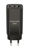 CubeNest S3D0 GaN Adapter 65W negro - (2x USB-C hasta 65W 1x USB-A hasta 60W) protección contra sobretensión y subtensión thumbnail (1 of 3)