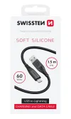 Swissten datový kabel soft silicone usb lightning 1,5 m 60w černý thumbnail (2 of 2)