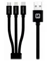Swissten Cable de datos 3 en 1 MFi 1,2m textil (micro USB USB-C Lightning) negro