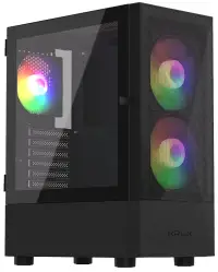 Krux korpuss Vako RGB ATX 2x140mm RGB ventilators 1x120mm RGB ventilators 2xUSB 2.0 USB 3.0 melns (1 of 18)