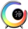 IMMAX Lampada notturna LED PEACOCK con orologio Luce RGB 20W 400lm 5V 21A Porta USB argento