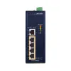Lasc Planet Industrial PoE 5x1Gb 4x PoE 802.3ag 36 120W -40 go 75°C dé 12-56VDC IP40 gan lucht leanúna