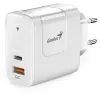 GENIUS oplader PD-65AC 65W hurtig opladning USB-C PD3.0 USB-A QC3.0 hvid