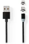 Cavo NEDIS USB 2.0 Spina USB-A - Spina USB micro-B Spina USB-C connettori magnetici blister nero 2 m