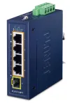 Planet IGS-514PT kompakti teollisuuskytkin L2 L4 4x1Gb 1x1G SFP 4x1Gb PoE+ 802.3at 120W -40~75°C IP30 ilman tuuletinta