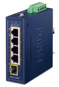 Planet IGS-514PT compact industrial L2 L4 switch 4x1Gb 1x1G SFP 4x1Gb PoE+ 802.3at 120W -40~75°C IP30 fanless Planet IGS-514PT compact industrial L2 L4 switch 4x1Gb 1x1G SFP 4x1Gb PoE+ 802.3at 120W -40~75°C IP30 fanless (1 of 3)
