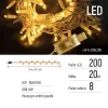 Chaîne LED COLORWAY intérieur 200 LED longueur 20m blanc chaud 8 fonctions Alimentation USB thumbnail (2 of 13)