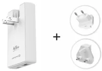 Swissten GaN USB-C + USB-A 45W reisadapter verwisselbare stekkers (VS EU VK) wit Swissten GaN USB-C + USB-A 45W reisadapter verwisselbare stekkers (VS EU VK) wit (1 of 5)