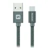 Swissten datu kabelis Tekstila USB USB-C 2,0 M pelēks