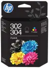 Cartuș de cerneală neagră tricolor HP 302 304 B82L1AE, pachet original de 2 Cartuș de cerneală neagră tricolor HP 302 304 B82L1AE, pachet original de 2