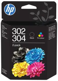 Cartuș de cerneală neagră tricolor HP 302 304 B82L1AE, pachet original de 2 Cartuș de cerneală neagră tricolor HP 302 304 B82L1AE, pachet original de 2 (1 of 1)