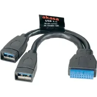 Câble USB interne AKASA USB 3.0 19 broches vers 2 x USB3.0 Type-A(F) AK-CBUB09-15BK 15 cm Câble USB interne AKASA USB 3.0 19 broches vers 2 x USB3.0 Type-A(F) AK-CBUB09-15BK 15 cm (1 of 1)