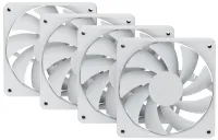 Conjunto de 4 ventoinhas HYTE de 120 mm com PWM, cor branca neve, 1500 rpm, 72 CFM, em ABS, com conector de 4 pinos. Conjunto de 4 ventoinhas HYTE de 120 mm com PWM, cor branca neve, 1500 rpm, 72 CFM, em ABS, com conector de 4 pinos. (1 of 4)