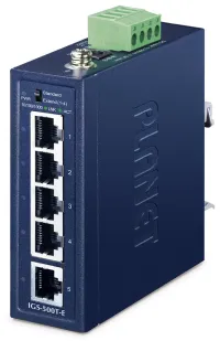 Planet IGS-500T-E 5x 1000Base-T DIN IP40 plage de température étendue -40~75°C ESD+EFT jusqu'à 6kV triple 12~55VDC 250m (1 of 2)