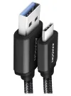 AXAGON andme- ja laadimiskaabel USB-A kuni USB-C USB 3.2 Gen1 3A ALU punutis, 1,5 m must