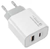 COLORWAY 1x USB en 1x USB-C turbo netlader 30W 100V-240V Wit thumbnail (2 of 4)